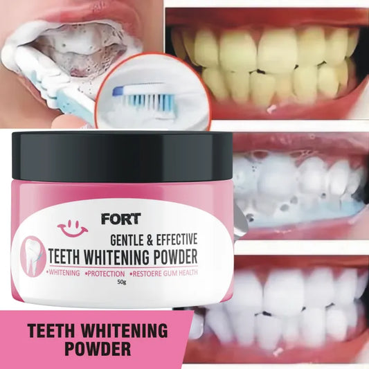 FORT Teeth Whitening Powder – 100% Natural Strong Formula for Cleaner, Whiter Teeth Natural Teeth Whitening Powder – Strong Dental Cleaning & Stain Removal Formula (50ml) FORT Dental Whitening Powder – Gentle & Effective Natural Teeth Brightening Solution